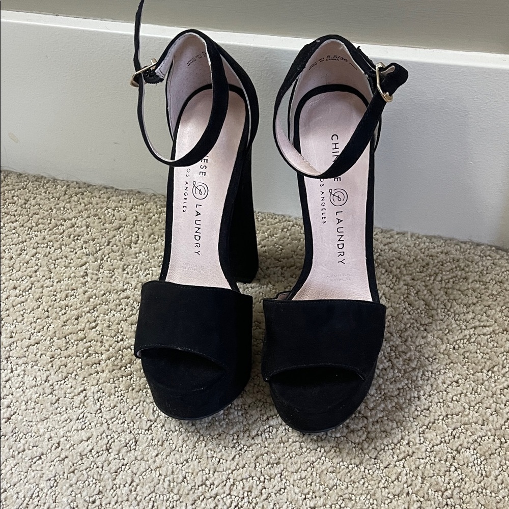 Chinese Laundry Black Heeled Sandals